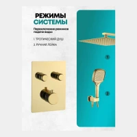 Душевая система скрытого монтажа Grocenberg GB5040, золото глянец