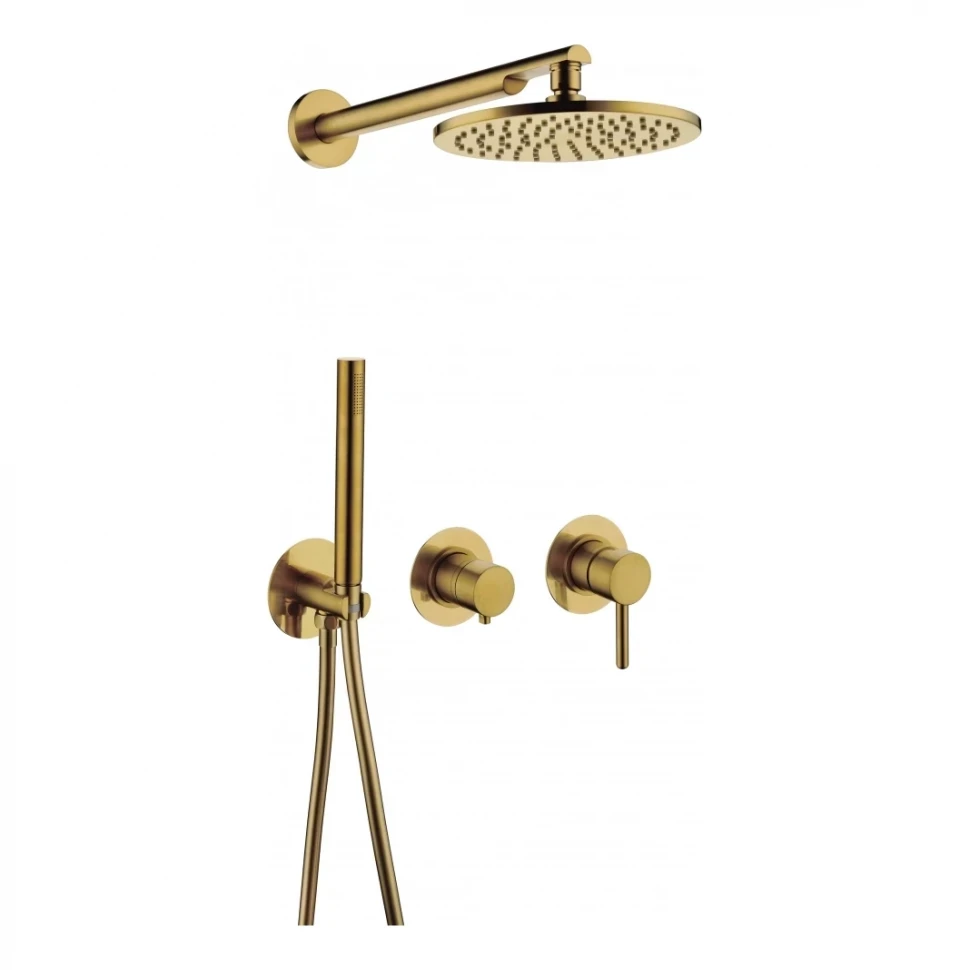 Душевая система скрытого монтажа Grocenberg GB5090, золотой брашированный