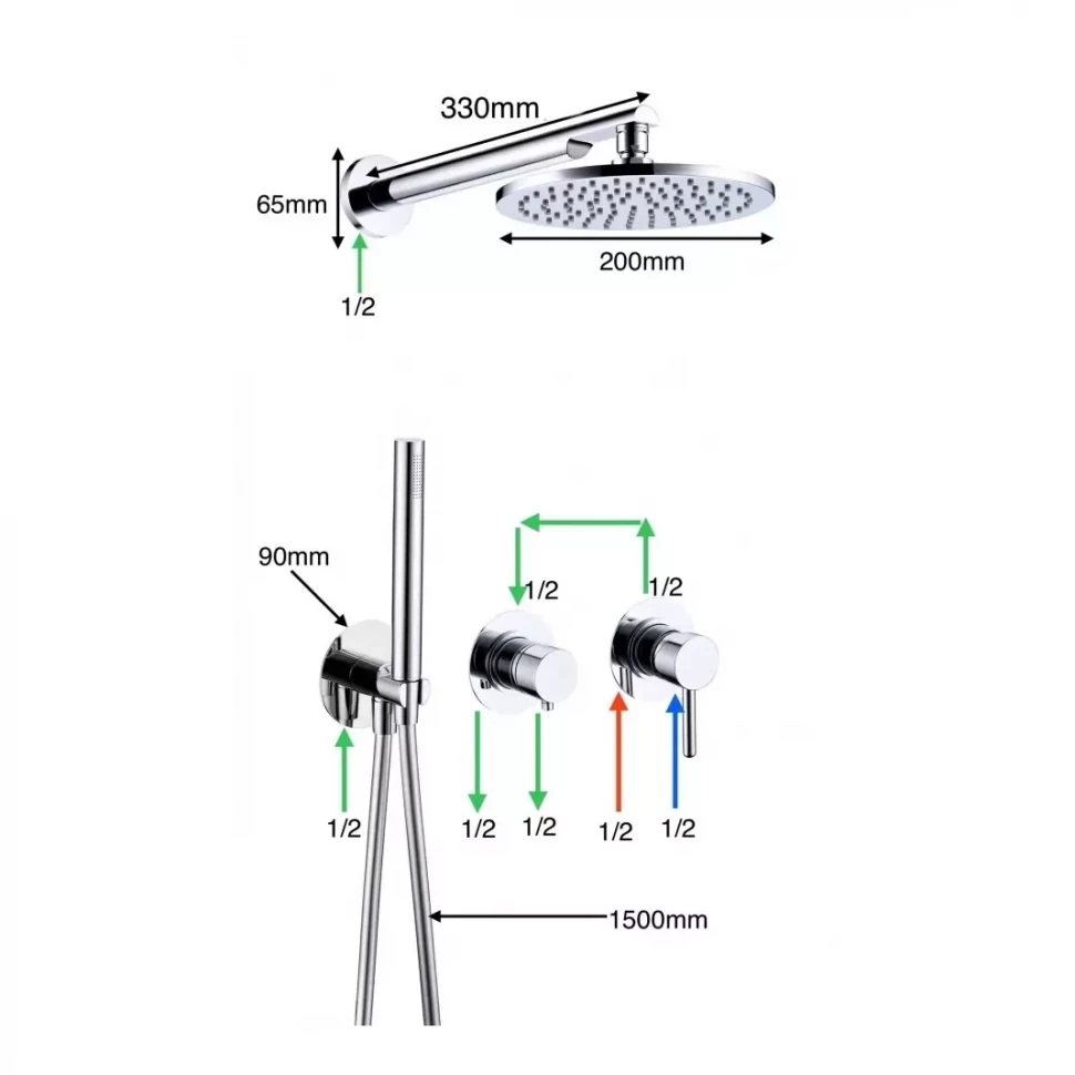 Душевая система скрытого монтажа Grocenberg GB5090, золотой брашированный
