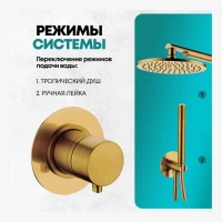 Душевая система скрытого монтажа Grocenberg GB5090, золотой брашированный