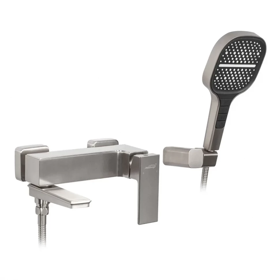 Смеситель для ванны с ручным душем Hansberge H4070, никель