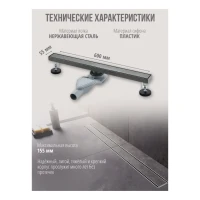 Трап для душа Grocenberg T600, графит