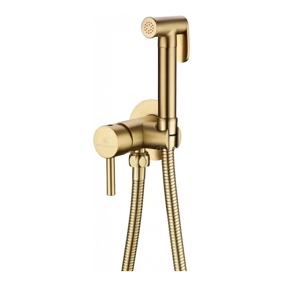 Смеситель встраиваемый с гигиеническим душем Grocenberg GB001, матовое золото