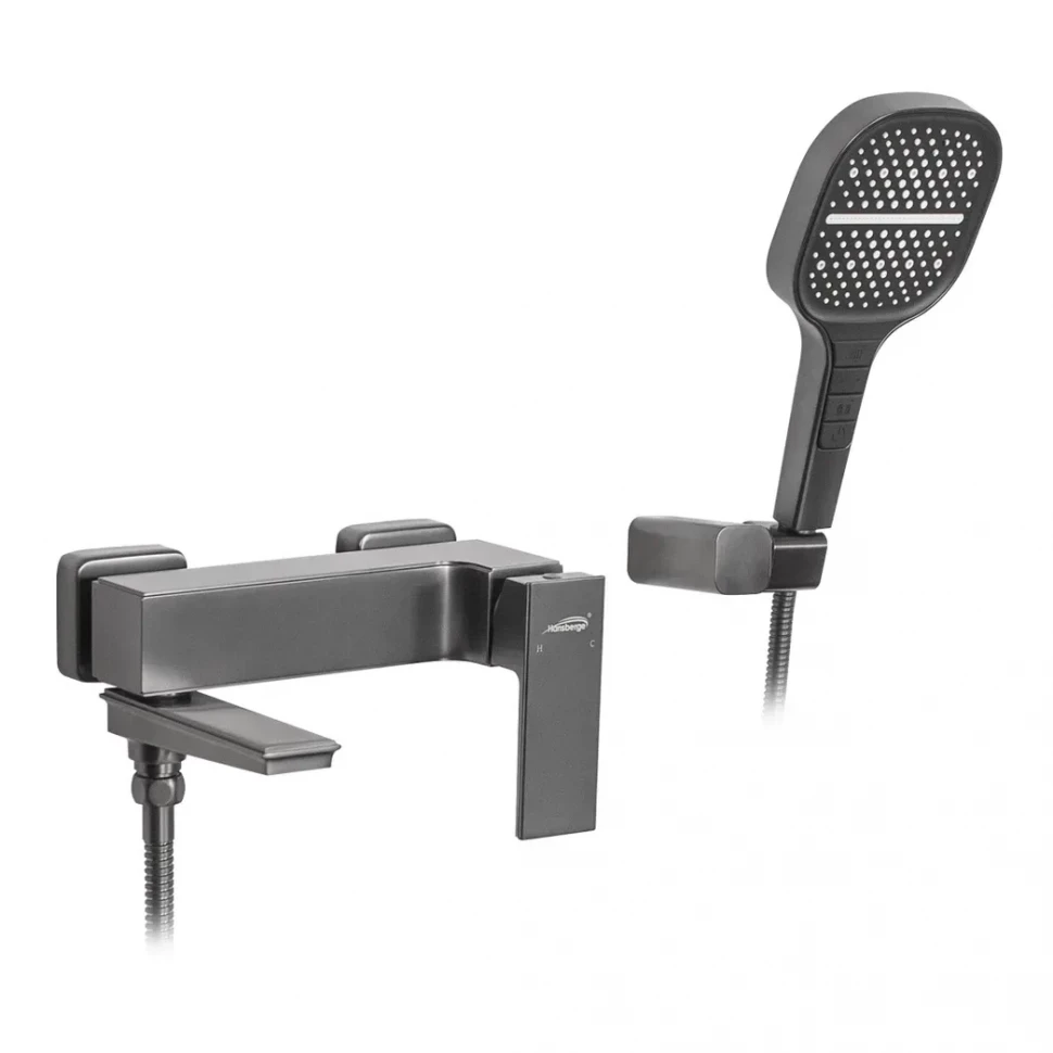 Смеситель для ванны с ручным душем Hansberge H4070, графит