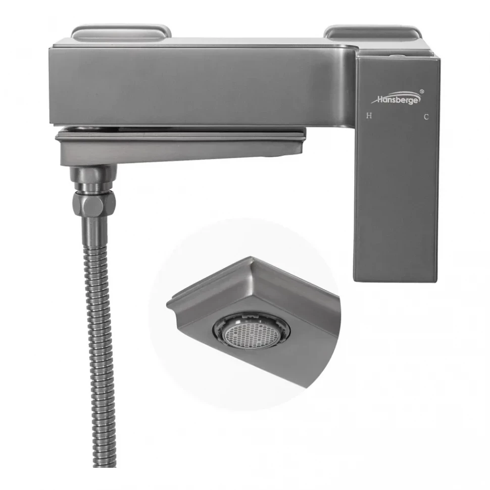 Смеситель для ванны с ручным душем Hansberge H4070, графит