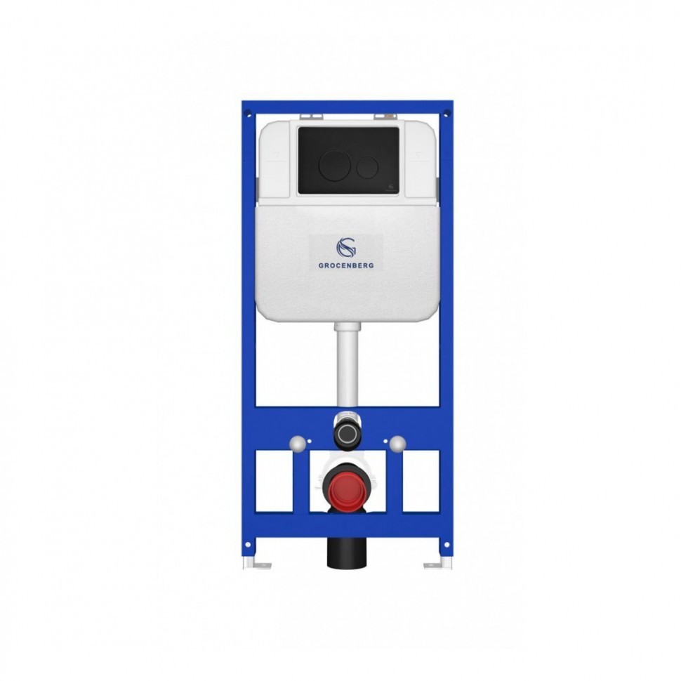 Инсталляция для унитаза с кнопкой для смыва Grocenberg GS3050-KM3090BL, черный матовый