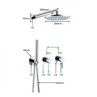 Душевая система скрытого монтажа Grocenberg GB5090, черный матовый