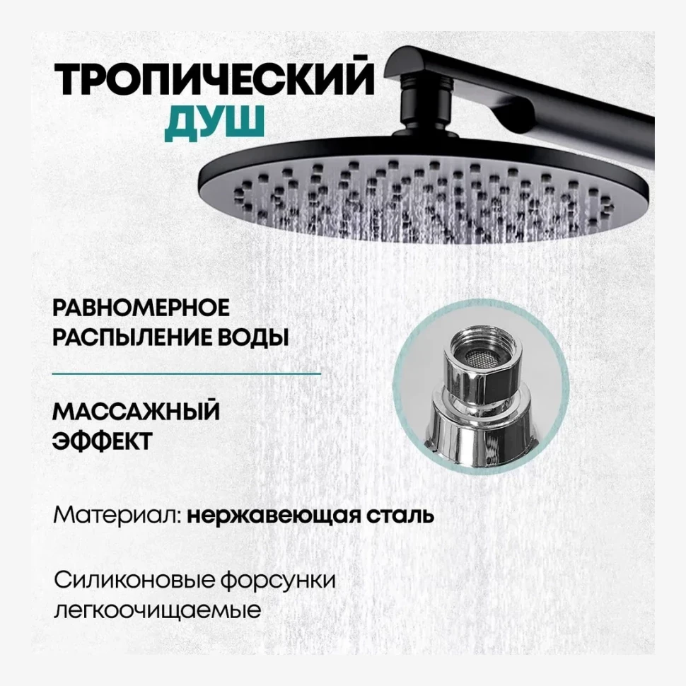 Душевая система скрытого монтажа Grocenberg GB5090, черный матовый