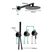 Душевая система скрытого монтажа Grocenberg GB5090, черный матовый