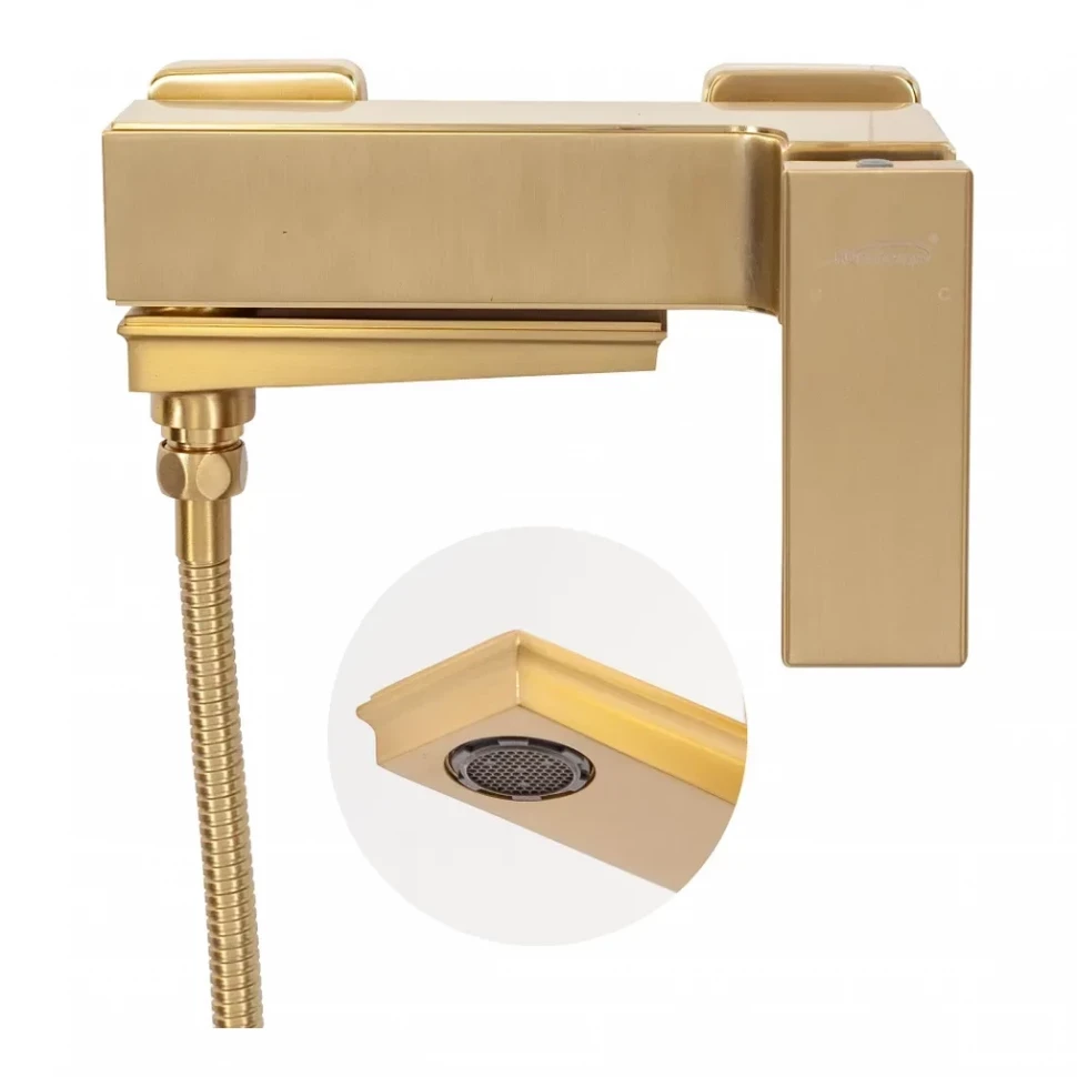 Смеситель для ванны с ручным душем Hansberge H4070, матовое золото