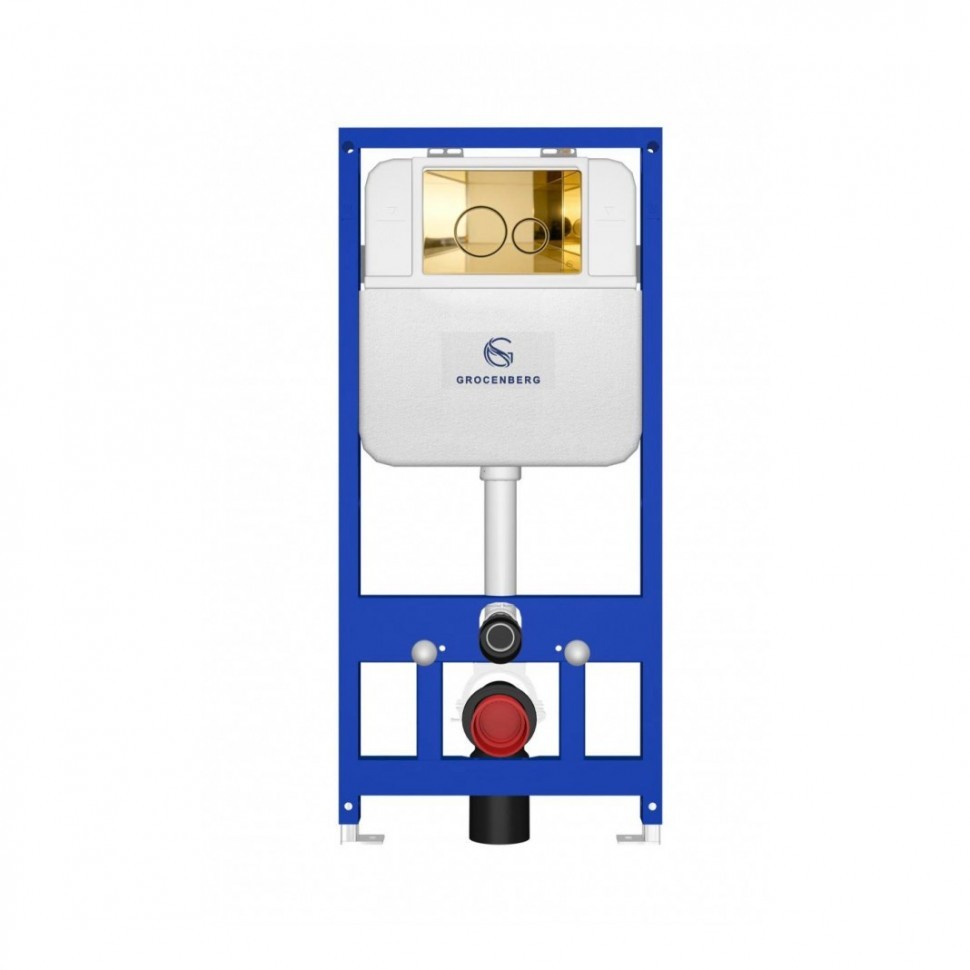 Инсталляция для унитаза с кнопкой для смыва Grocenberg GS3050-KM3090GO, золото глянец