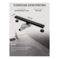 Трап для душа Grocenberg T600, черный матовый