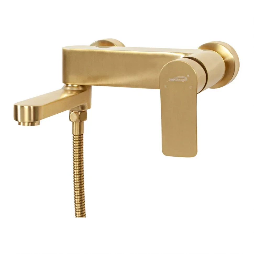 Смеситель для ванны с ручным душем Hansberge H4010, матовое золото
