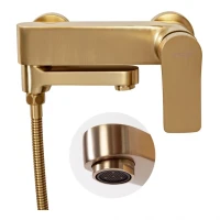 Смеситель для ванны с ручным душем Hansberge H4010, матовое золото