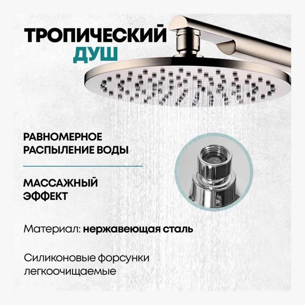 Душевая система скрытого монтажа Grocenberg GB5090, никель