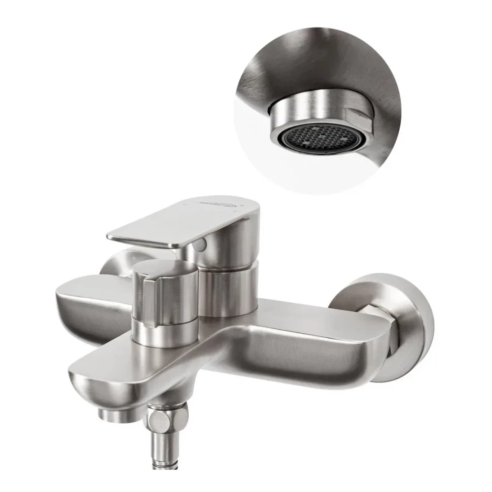 Смеситель для ванны с ручным душем Hansberge H4099, никель