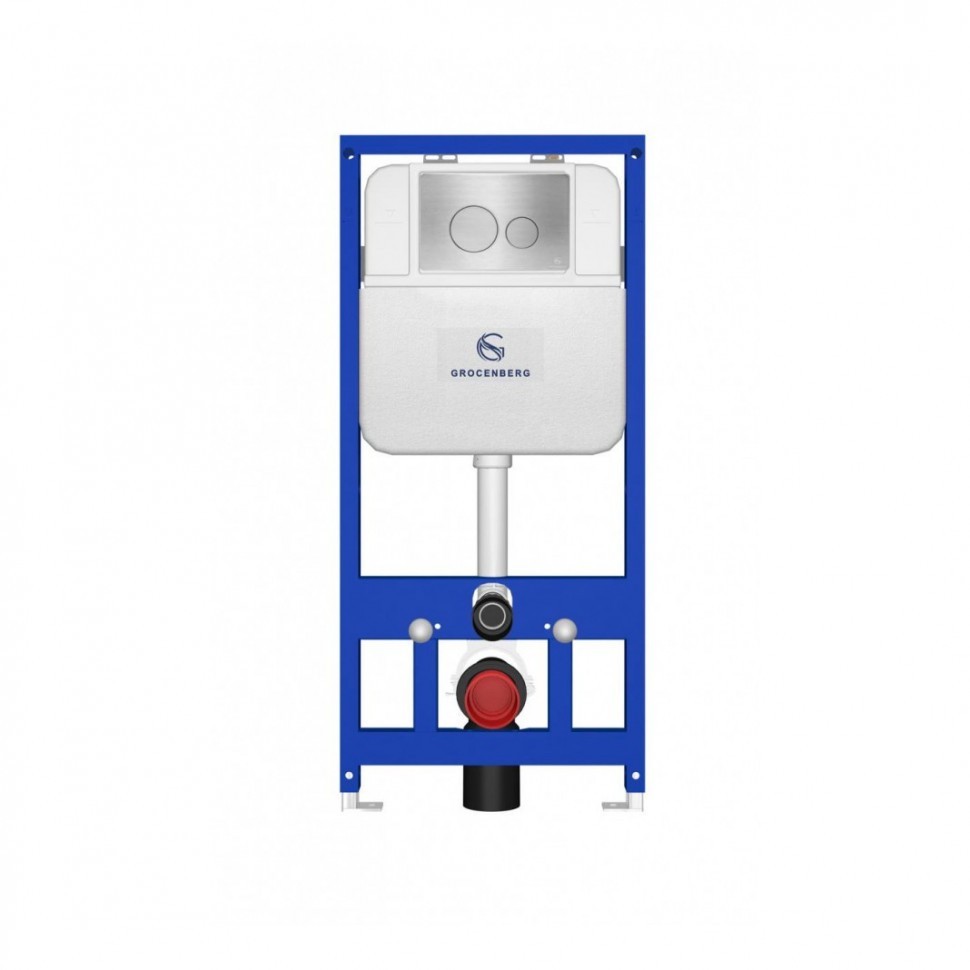 Инсталляция для унитаза с кнопкой для смыва Grocenberg GS3050-KM3090NK, никель