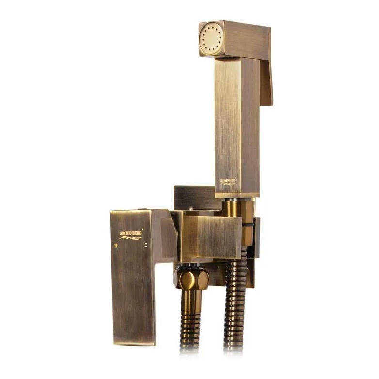 Смеситель встраиваемый с гигиеническим душем Grocenberg GB002, бронза