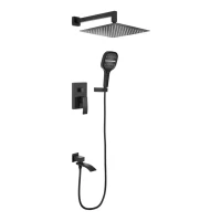 Душевая система скрытого монтажа Hansberge H6077, черный матовый