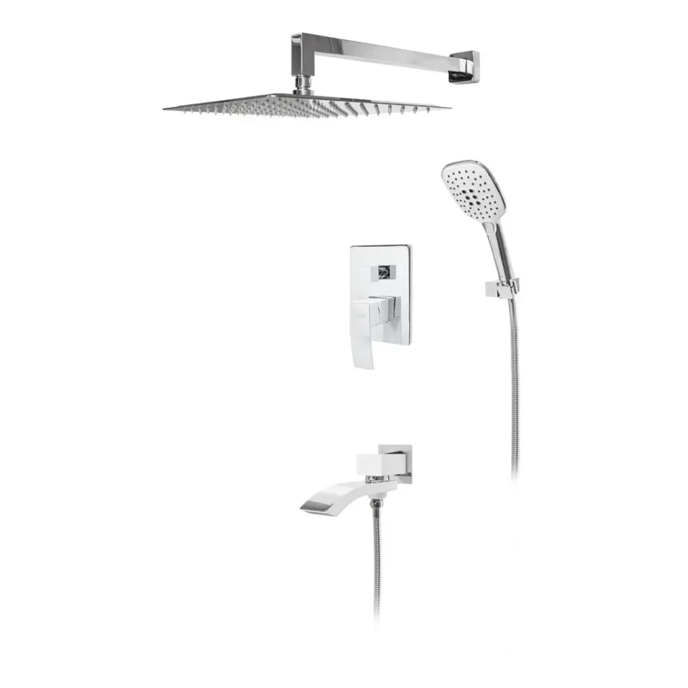 Душевая система скрытого монтажа Hansberge H6077, белый/хром