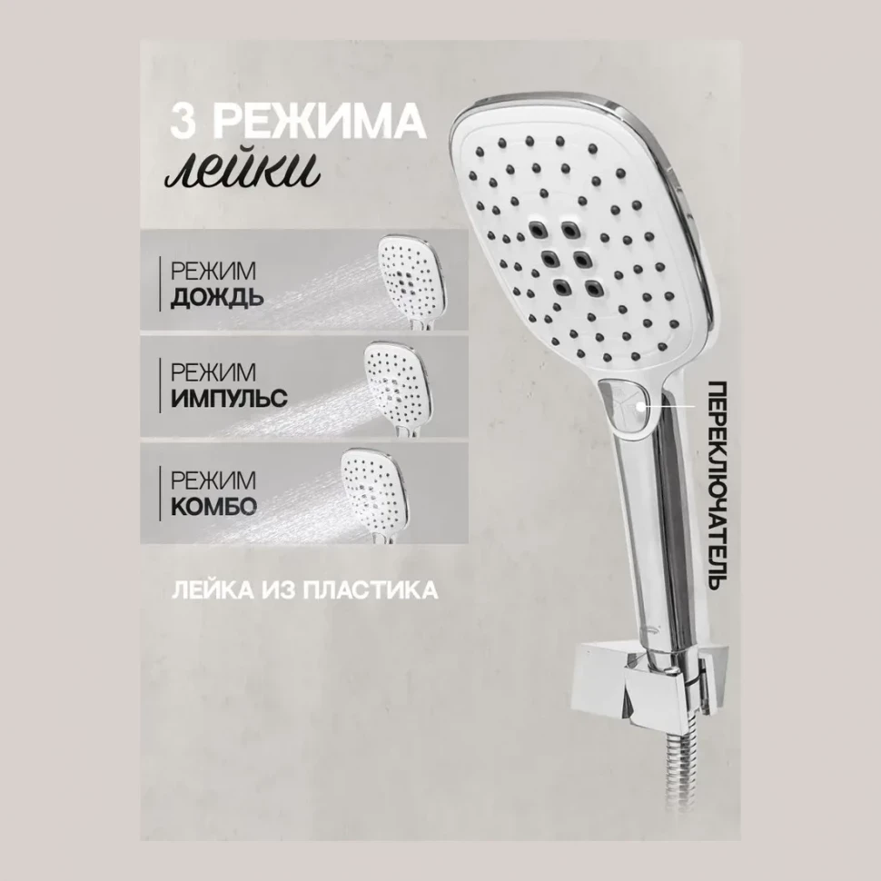 Душевая система скрытого монтажа Hansberge H6077, белый/хром