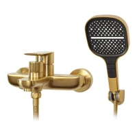 Смеситель для ванны с ручным душем Hansberge H4099, матовое золото