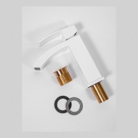 Смеситель для раковины Hansberge H1077, белый/хром