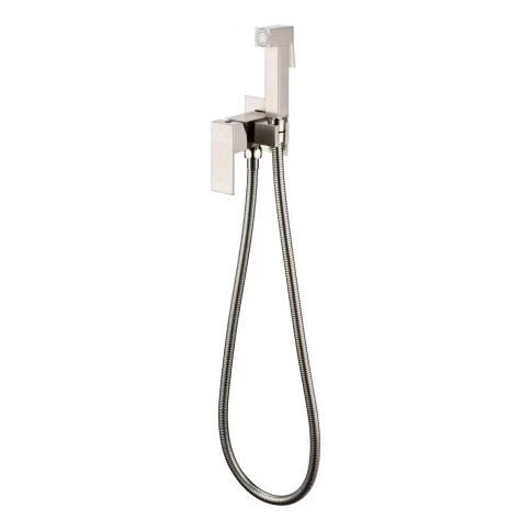 Смеситель встраиваемый с гигиеническим душем Grocenberg GB002, никель