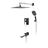 Душевая система скрытого монтажа Hansberge H6077, черный хром