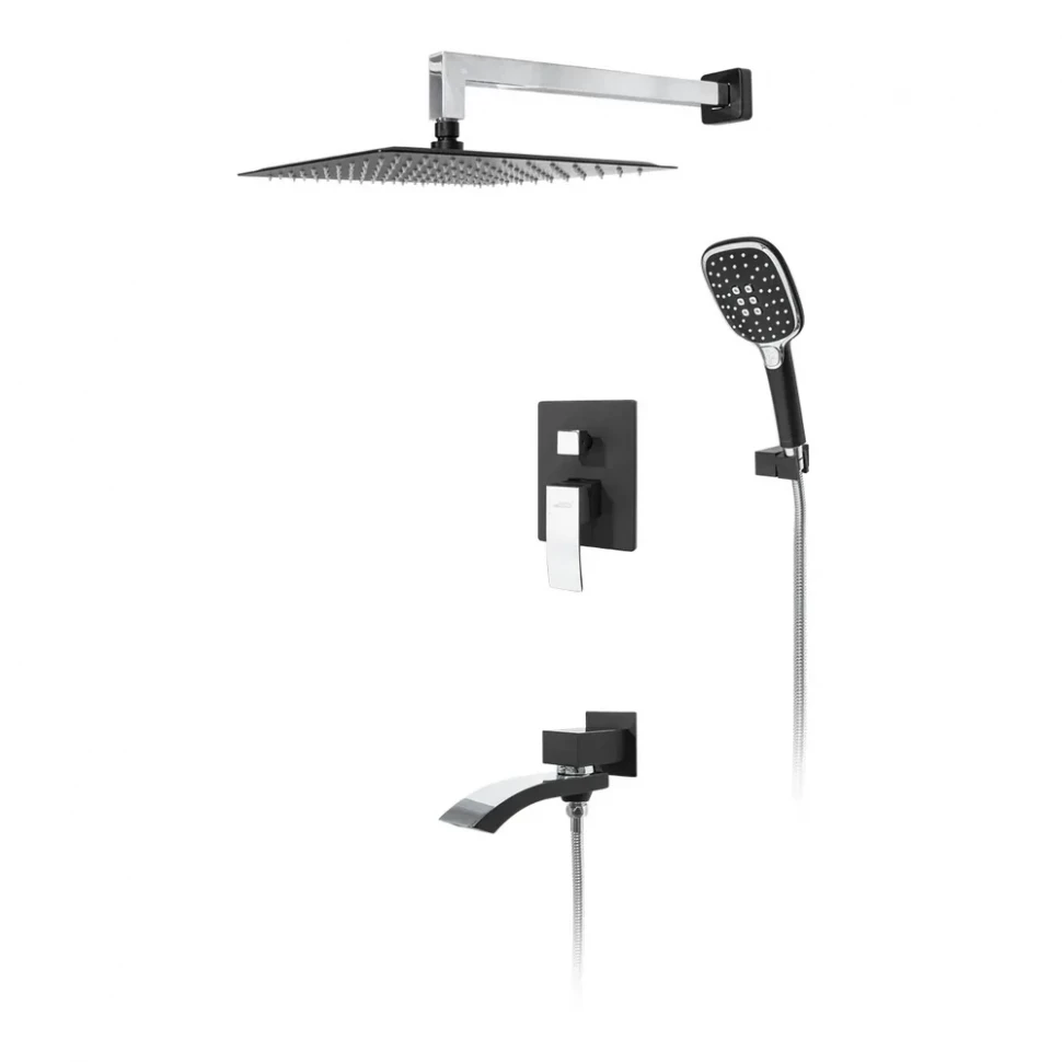 Душевая система скрытого монтажа Hansberge H6077, черный хром
