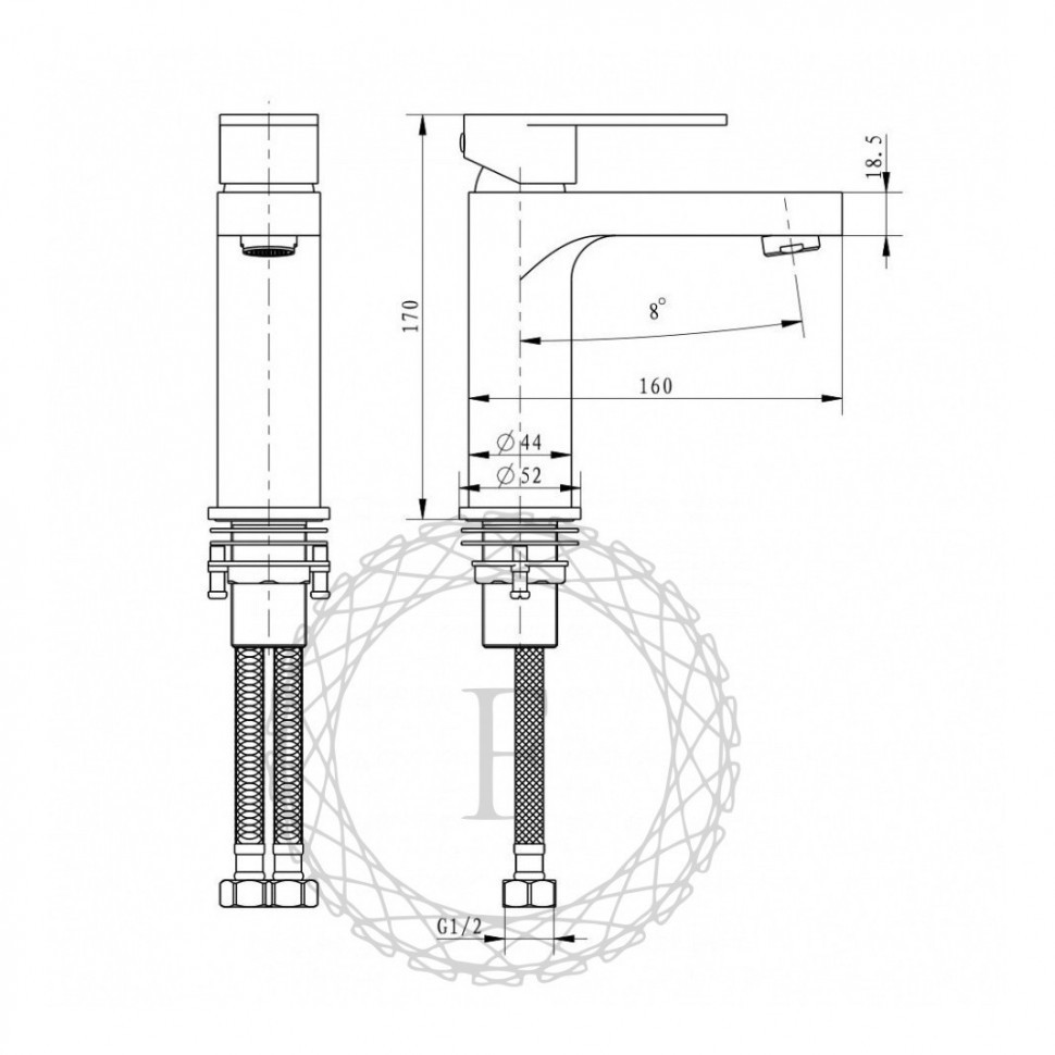 Смеситель для раковины FILARETE Retta FL5030, графит