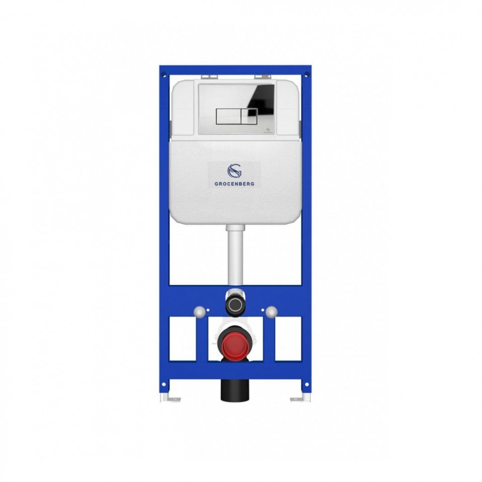 Инсталляция для унитаза с кнопкой для смыва Grocenberg GS3050-KP3070CR, хром