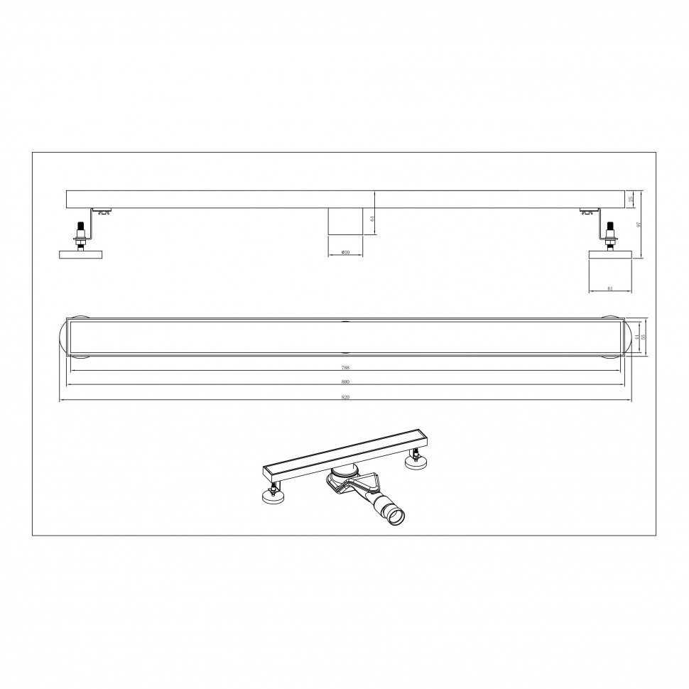 Трап для душа Grocenberg T800, графит