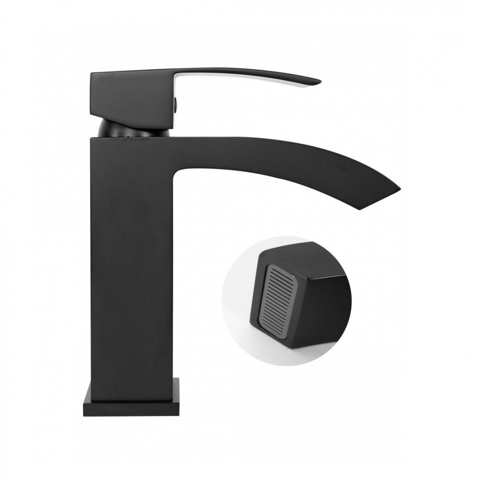 Смеситель для раковины Hansberge H1077, черный матовый