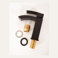 Смеситель для раковины Hansberge H1077, черный матовый