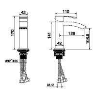 Смеситель для раковины Hansberge H1077, черный матовый