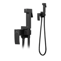 Смеситель встраиваемый с гигиеническим душем Grocenberg GB002, черный матовый