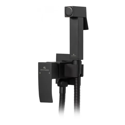 Смеситель встраиваемый с гигиеническим душем Grocenberg GB002, черный матовый