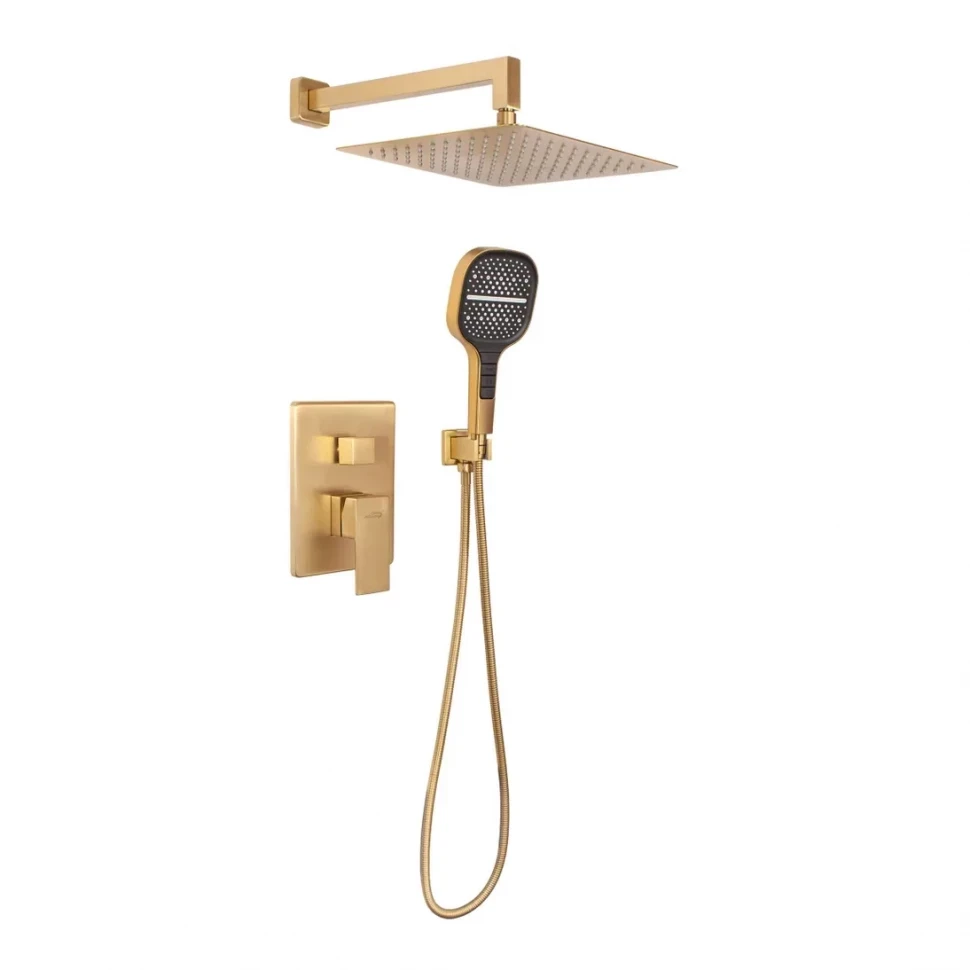 Душевая система скрытого монтажа Hansberge H6070, матовое золото