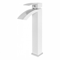 Смеситель для раковины высокий Hansberge H2077, белый/хром