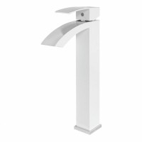 Смеситель для раковины высокий Hansberge H2077, белый/хром