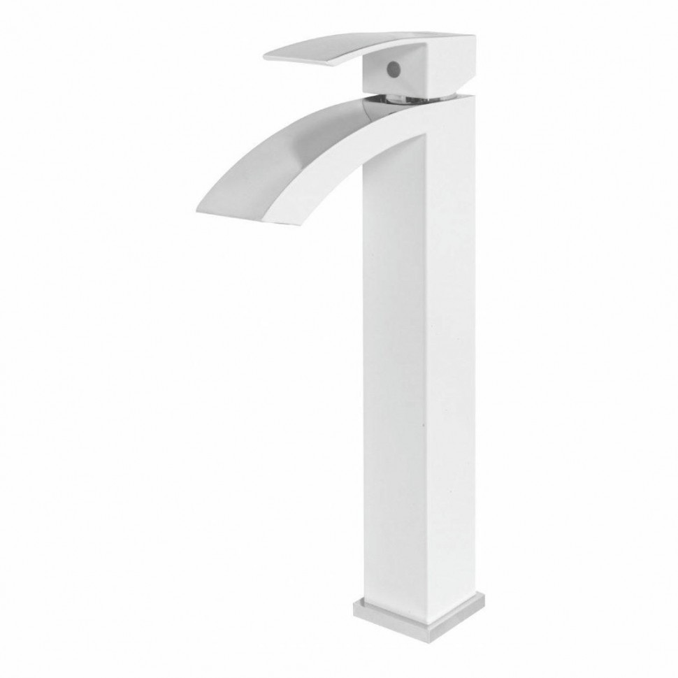 Смеситель для раковины высокий Hansberge H2077, белый/хром