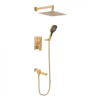 Душевая система скрытого монтажа Hansberge H6075, матовое золото
