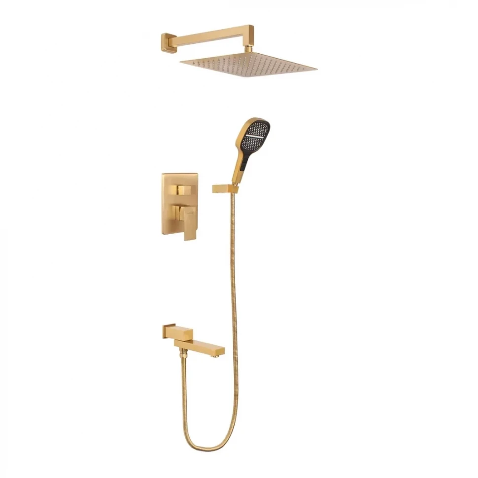 Душевая система скрытого монтажа Hansberge H6075, матовое золото