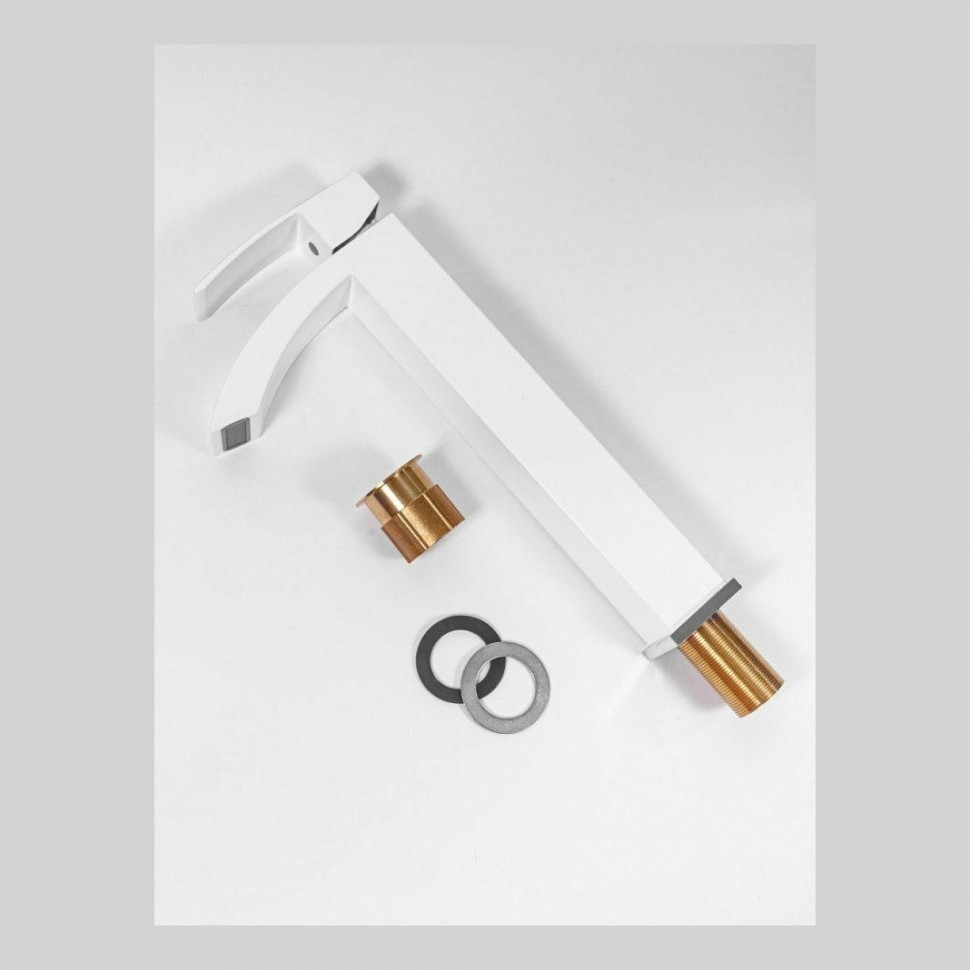 Смеситель для раковины высокий Hansberge H2077, белый