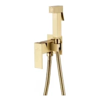 Смеситель встраиваемый с гигиеническим душем Grocenberg GB002, матовое золото