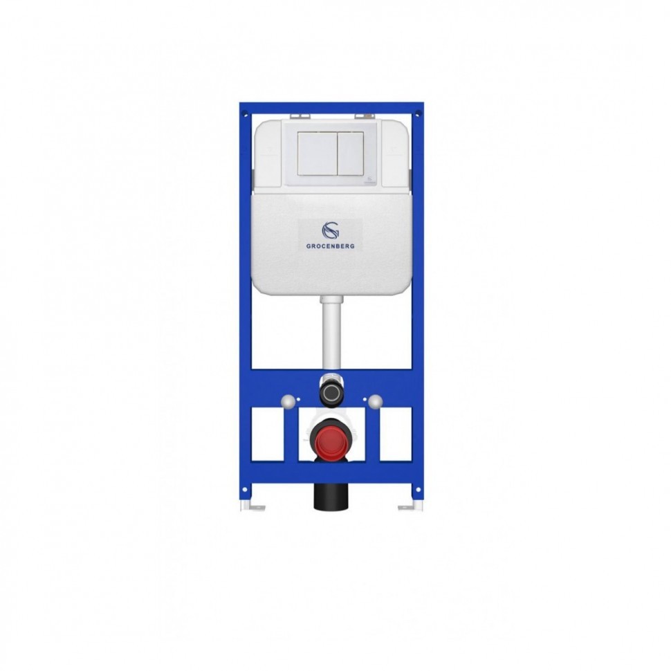 Инсталляция для унитаза с кнопкой для смыва Grocenberg GS3050-KP3080W, белый