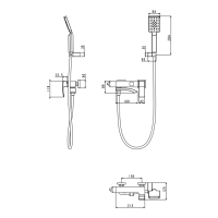 Смеситель для ванны с душем FILARETE Waterfall FL2110, матовое золото