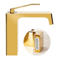 Смеситель для раковины Hansberge H1065, золото глянец