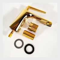 Смеситель для раковины Hansberge H1068, золото глянец